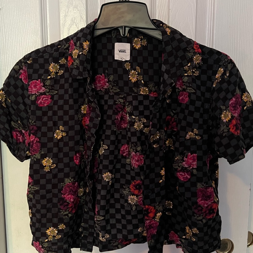 Vans Checkered Crop Top with Flowers